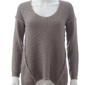 Rebecca Taylor Metallic Taupe Slub Sweater